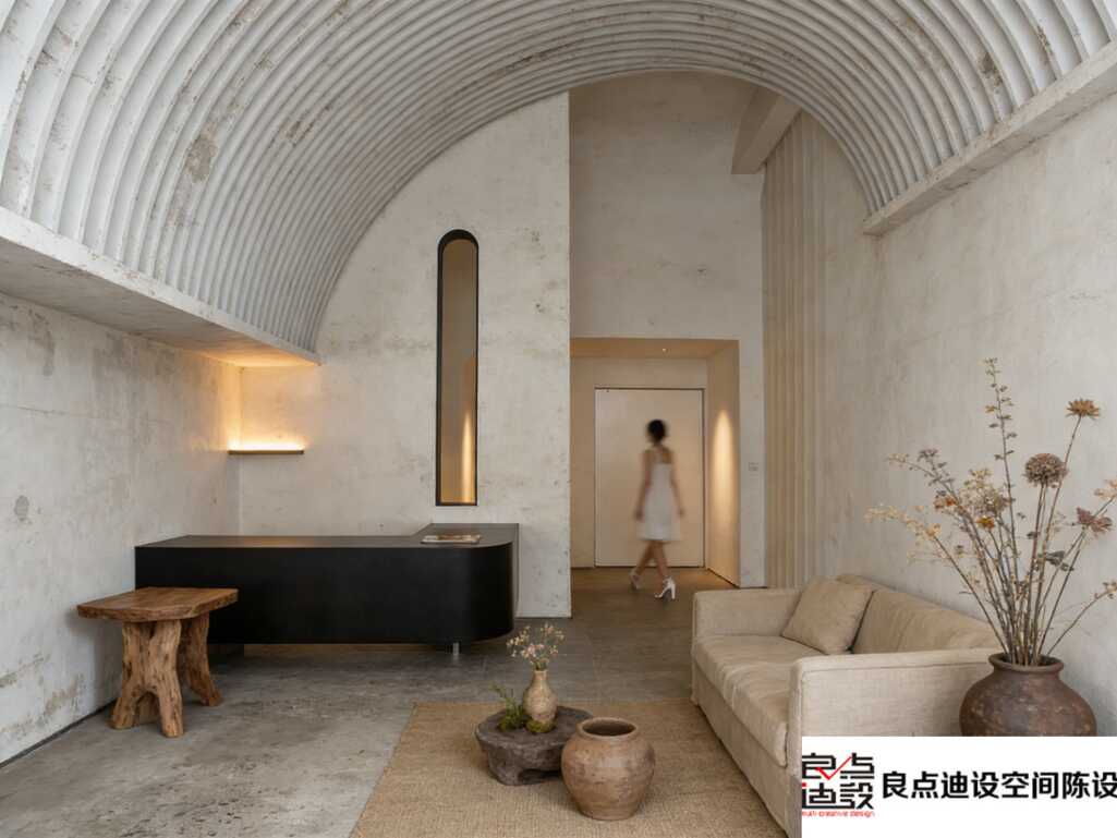 水泥墙+拱形顶!这家工业风美容院装修软装设计真的绝了✨